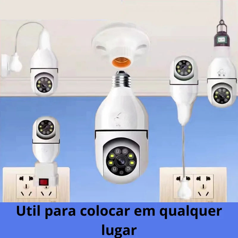 Câmera de Vigilância em Formato Lâmpada WiFi Ótima Qualidade de Imagem HD