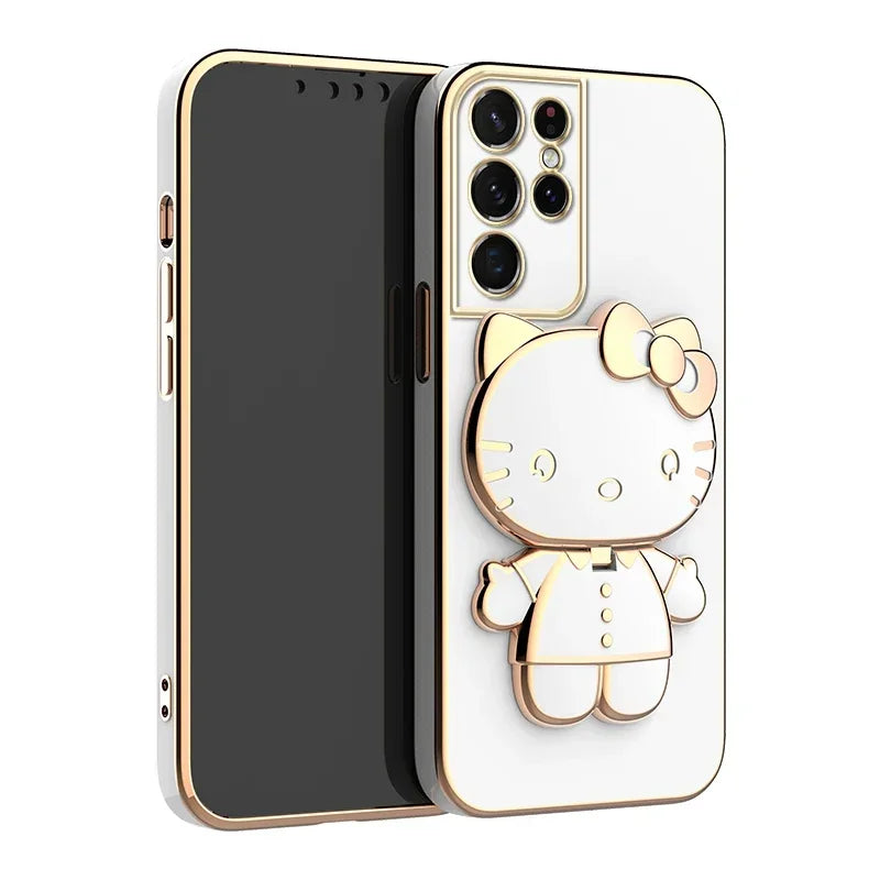 Capa iPhone Hello Kitty Luxo Estilo Adorável com Espelho e Suporte LANÇAMENTO 2023