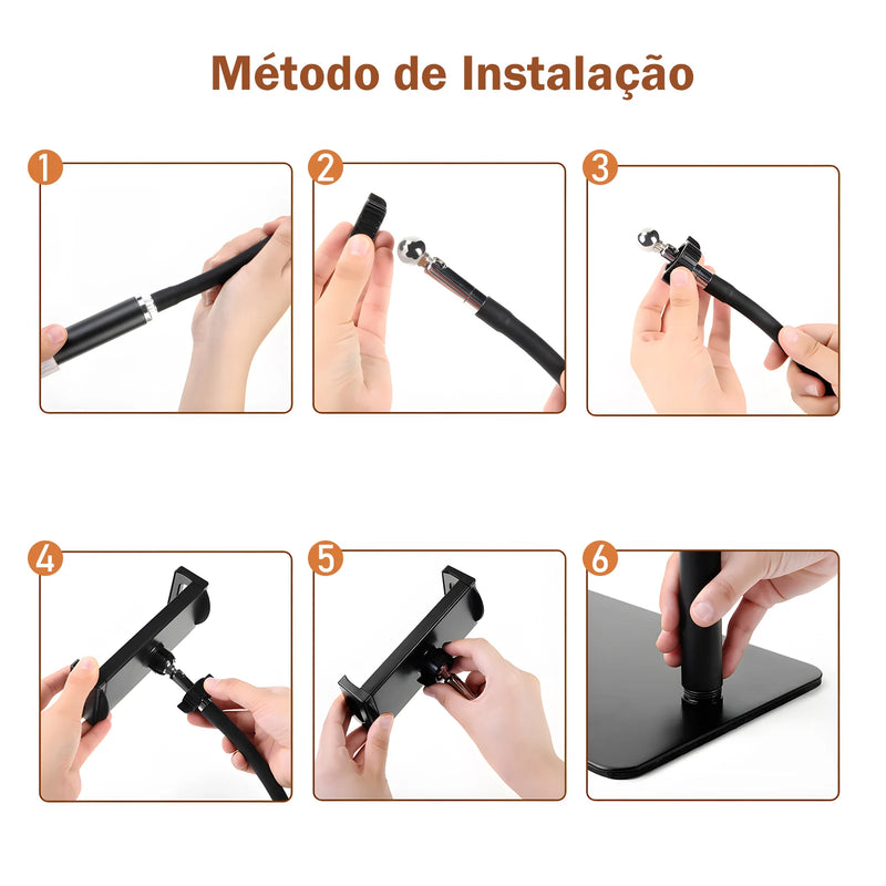 Suporte de Chão para Tablets e Smartphones 4 a 11" rotação 360º