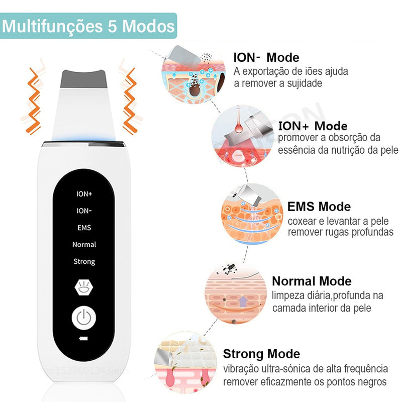 Esfoliante de Rosto Elétrico - Peeling Ultrassônico + Brinde