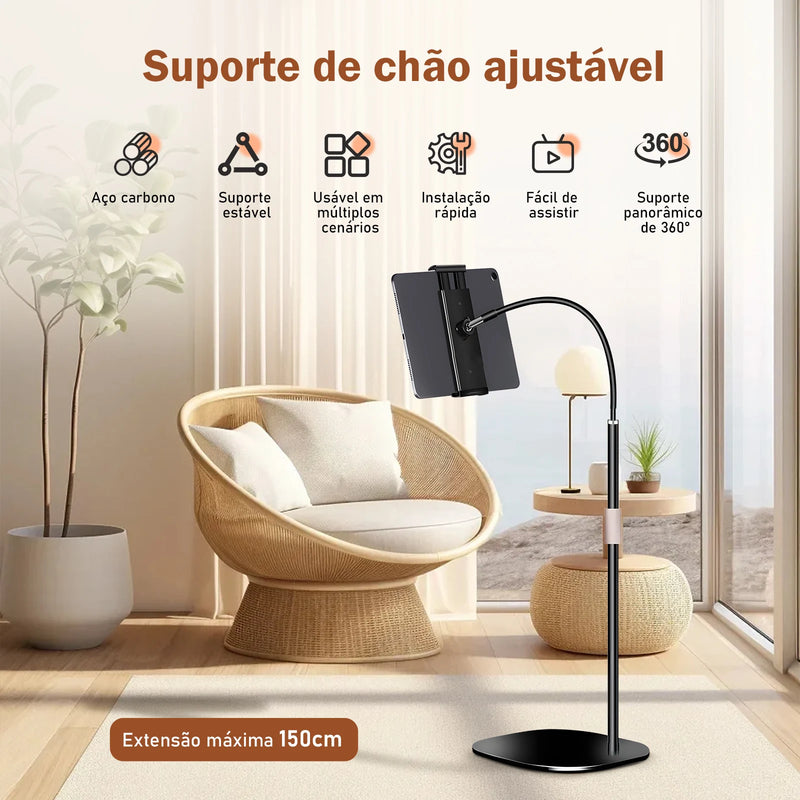 Suporte de Chão para Tablets e Smartphones 4 a 11" rotação 360º