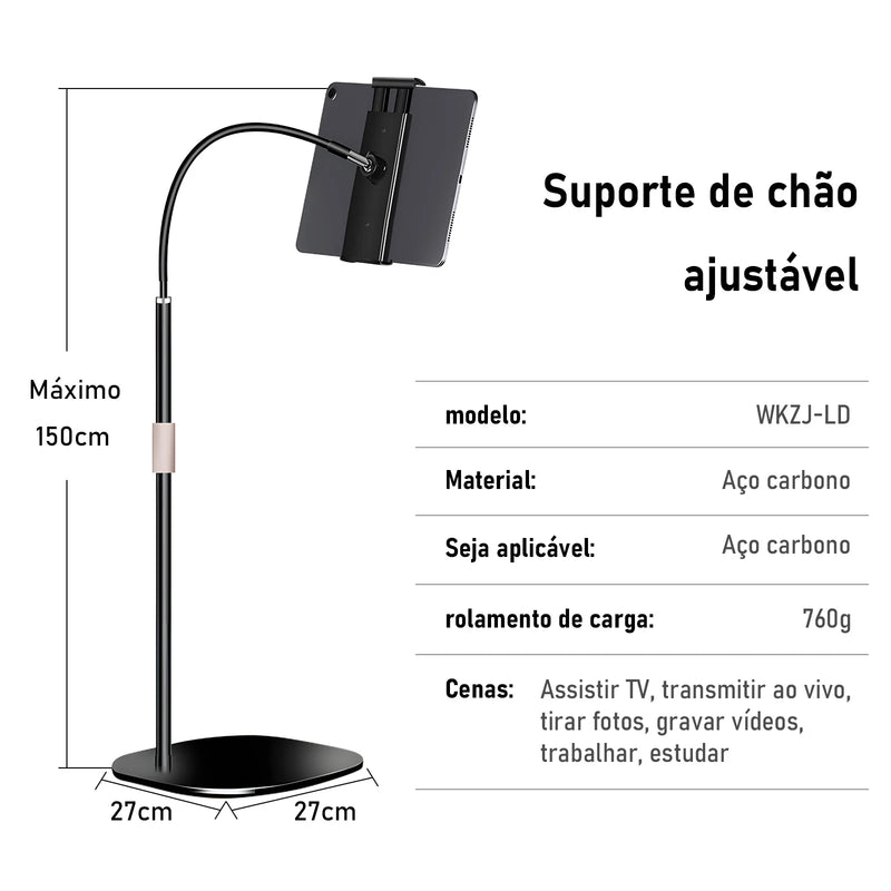 Suporte de Chão para Tablets e Smartphones 4 a 11" rotação 360º