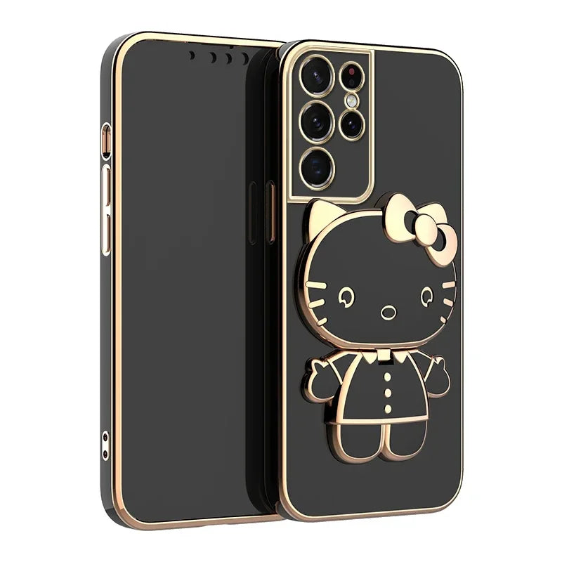 Capa iPhone Hello Kitty Luxo Estilo Adorável com Espelho e Suporte LANÇAMENTO 2023